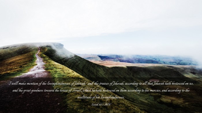 Picture 03 - Isaiah 63:7 ASV Desktop Wallpaper - I will make mention of the lovingkindnesses of - Desktop Bible Verse Wallpaper