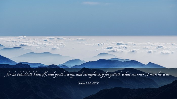 Picture 03 - James 1:24 ASV Desktop Wallpaper - for he beholdeth himself, and goeth away, and - Desktop Bible Verse Wallpaper