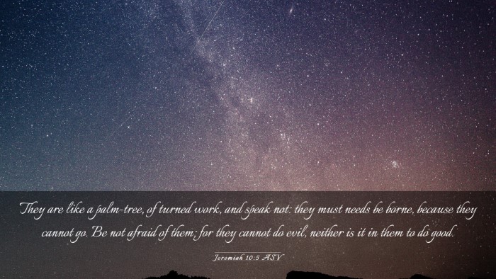 Picture 03 - Jeremiah 10:5 ASV Desktop Wallpaper - They are like a palm-tree, of turned work, and - Desktop Bible Verse Wallpaper