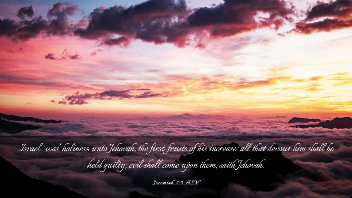 Picture 03 - Jeremiah 2:3 ASV Desktop Wallpaper - Israel `was' holiness unto Jehovah, the - Desktop Bible Verse Wallpaper