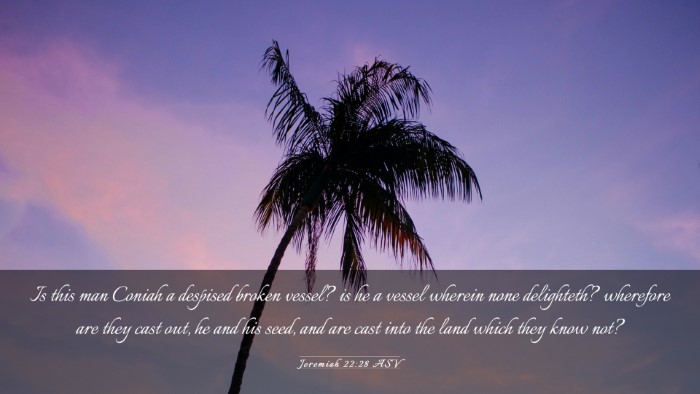 Picture 03 - Jeremiah 22:28 ASV Desktop Wallpaper - Is this man Coniah a despised broken vessel? is - Desktop Bible Verse Wallpaper