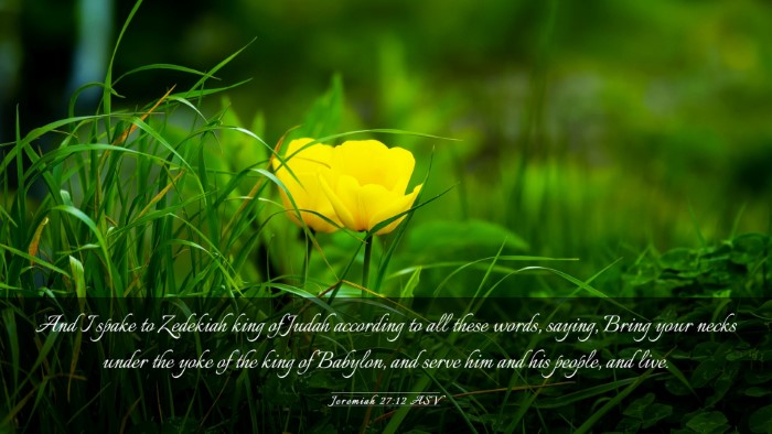 Picture 03 - Jeremiah 27:12 ASV Desktop Wallpaper - And I spake to Zedekiah king of Judah according - Desktop Bible Verse Wallpaper