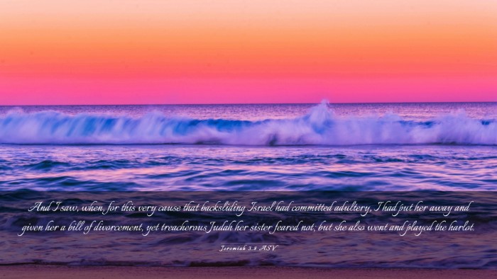 Picture 03 - Jeremiah 3:8 ASV Desktop Wallpaper - And I saw, when, for this very cause that - Desktop Bible Verse Wallpaper