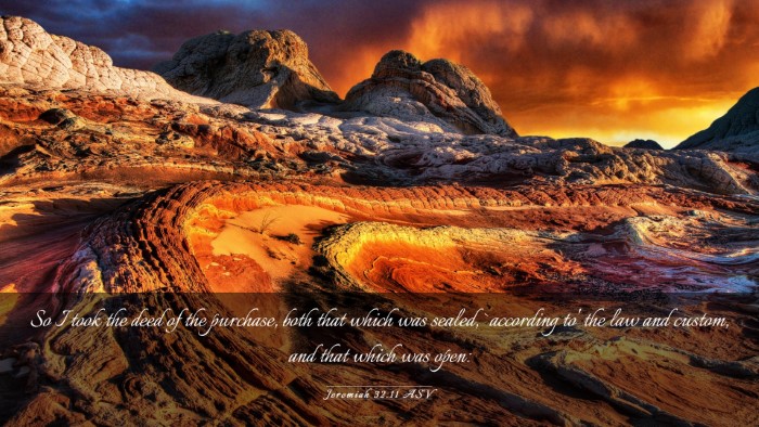 Picture 03 - Jeremiah 32:11 ASV Desktop Wallpaper - So I took the deed of the purchase, both that - Desktop Bible Verse Wallpaper