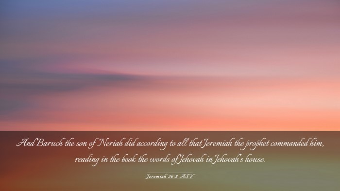 Picture 03 - Jeremiah 36:8 ASV Desktop Wallpaper - And Baruch the son of Neriah did according to all - Desktop Bible Verse Wallpaper