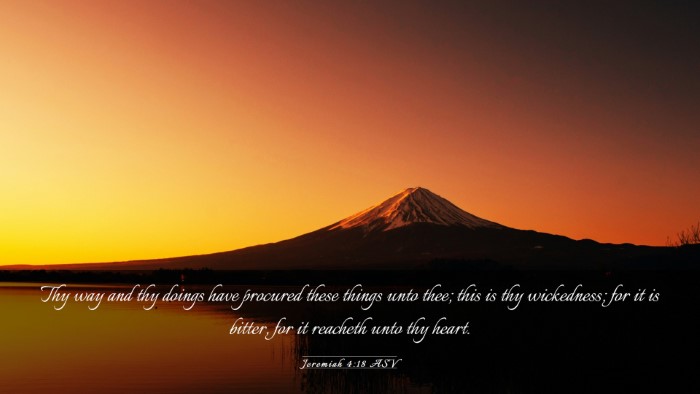Picture 03 - Jeremiah 4:18 ASV Desktop Wallpaper - Thy way and thy doings have procured these things - Desktop Bible Verse Wallpaper