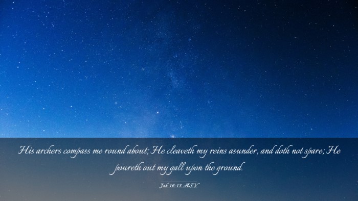 Picture 03 - Job 16:13 ASV Desktop Wallpaper - His archers compass me round about; He cleaveth - Desktop Bible Verse Wallpaper