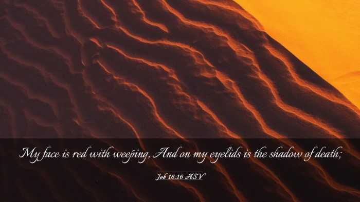 Picture 03 - Job 16:16 ASV Desktop Wallpaper - My face is red with weeping, And on my eyelids is - Desktop Bible Verse Wallpaper