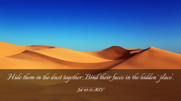Picture 03 - Job 40:13 ASV Desktop Wallpaper - Hide them in the dust together; Bind their faces - Desktop Bible Verse Wallpaper