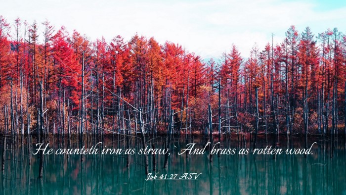 Picture 03 - Job 41:27 ASV Desktop Wallpaper - He counteth iron as straw, `And' brass as rotten - Desktop Bible Verse Wallpaper