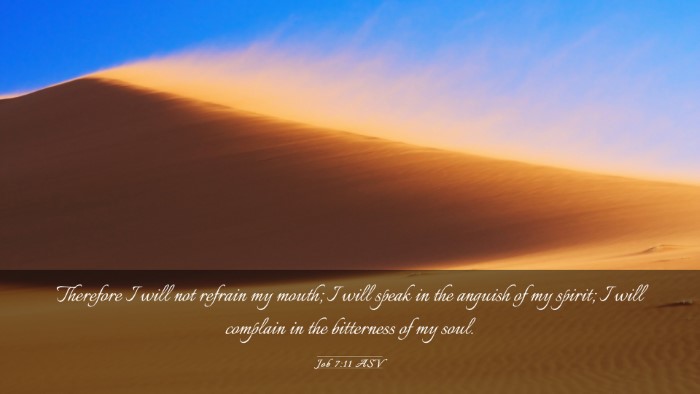 Picture 03 - Job 7:11 ASV Desktop Wallpaper - Therefore I will not refrain my mouth; I will - Desktop Bible Verse Wallpaper
