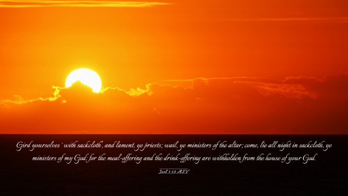 Picture 03 - Joel 1:13 ASV Desktop Wallpaper - Gird yourselves `with sackcloth', and lament, ye - Desktop Bible Verse Wallpaper