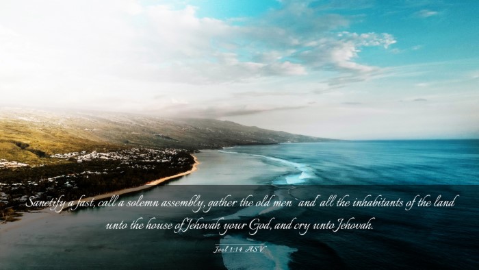 Picture 03 - Joel 1:14 ASV Desktop Wallpaper - Sanctify a fast, call a solemn assembly, gather - Desktop Bible Verse Wallpaper