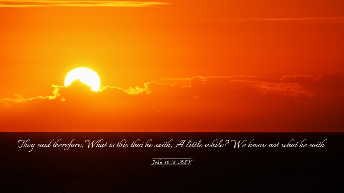 Picture 03 - John 16:18 ASV Desktop Wallpaper - They said therefore, What is this that he saith, - Desktop Bible Verse Wallpaper