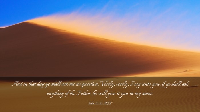 Picture 03 - John 16:23 ASV Desktop Wallpaper - And in that day ye shall ask me no question. - Desktop Bible Verse Wallpaper