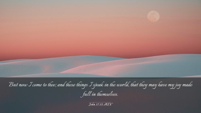 Picture 03 - John 17:13 ASV Desktop Wallpaper - But now I come to thee; and these things I speak - Desktop Bible Verse Wallpaper