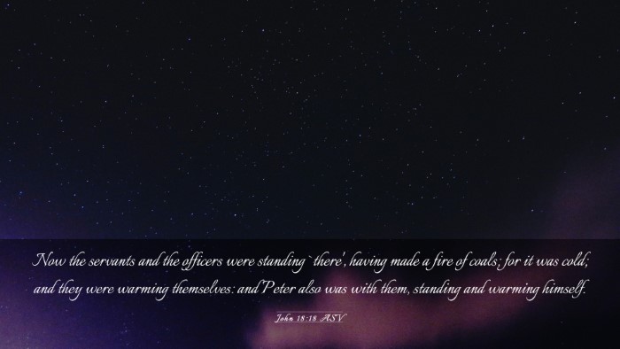 Picture 03 - John 18:18 ASV Desktop Wallpaper - Now the servants and the officers were standing - Desktop Bible Verse Wallpaper