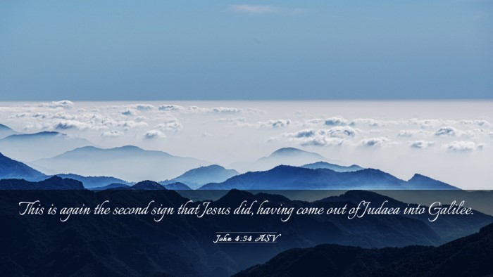 Picture 03 - John 4:54 ASV Desktop Wallpaper - This is again the second sign that Jesus did, - Desktop Bible Verse Wallpaper