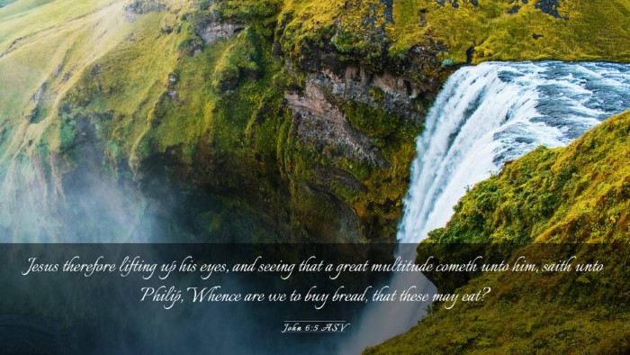 Picture 03 - John 6:5 ASV Desktop Wallpaper - Jesus therefore lifting up his eyes, and seeing - Desktop Bible Verse Wallpaper
