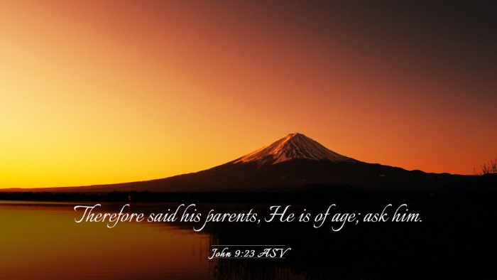 Picture 03 - John 9:23 ASV Desktop Wallpaper - Therefore said his parents, He is of age; ask - Desktop Bible Verse Wallpaper