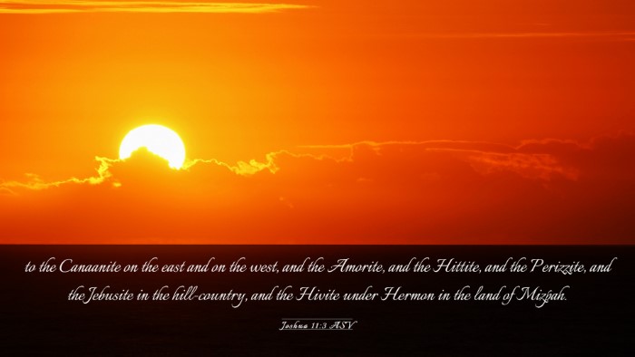 Picture 03 - Joshua 11:3 ASV Desktop Wallpaper - to the Canaanite on the east and on the west, and - Desktop Bible Verse Wallpaper