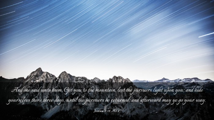 Picture 03 - Joshua 2:16 ASV Desktop Wallpaper - And she said unto them, Get you to the mountain, - Desktop Bible Verse Wallpaper