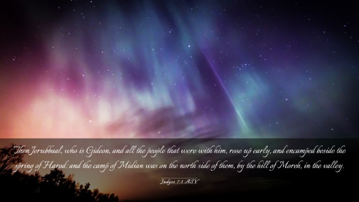 Picture 03 - Judges 7:1 ASV Desktop Wallpaper - Then Jerubbaal, who is Gideon, and all the people - Desktop Bible Verse Wallpaper