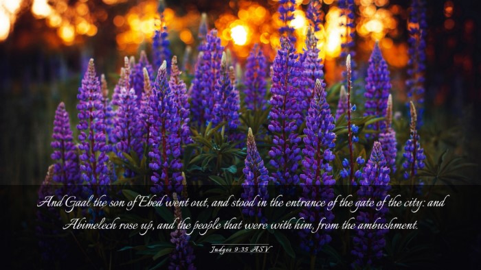 Picture 03 - Judges 9:35 ASV Desktop Wallpaper - And Gaal the son of Ebed went out, and stood in - Desktop Bible Verse Wallpaper