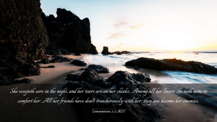 Picture 03 - Lamentations 1:2 ASV Desktop Wallpaper - She weepeth sore in the night, and her tears are - Desktop Bible Verse Wallpaper
