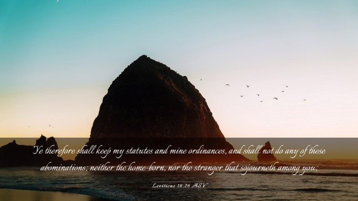 Picture 03 - Leviticus 18:26 ASV Desktop Wallpaper - Ye therefore shall keep my statutes and mine - Desktop Bible Verse Wallpaper