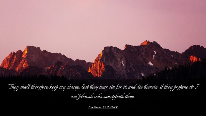 Picture 03 - Leviticus 22:9 ASV Desktop Wallpaper - They shall therefore keep my charge, lest they - Desktop Bible Verse Wallpaper