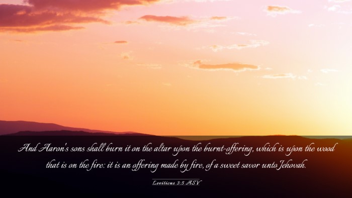 Picture 03 - Leviticus 3:5 ASV Desktop Wallpaper - And Aaron's sons shall burn it on the altar upon - Desktop Bible Verse Wallpaper