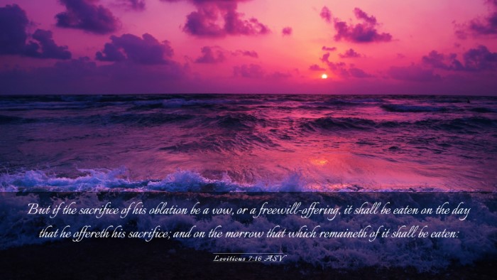 Picture 03 - Leviticus 7:16 ASV Desktop Wallpaper - But if the sacrifice of his oblation be a vow, or - Desktop Bible Verse Wallpaper