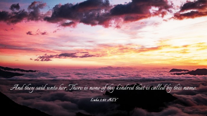 Picture 03 - Luke 1:61 ASV Desktop Wallpaper - And they said unto her, There is none of thy - Desktop Bible Verse Wallpaper
