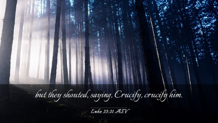 Picture 03 - Luke 23:21 ASV Desktop Wallpaper - but they shouted, saying, Crucify, crucify - Desktop Bible Verse Wallpaper