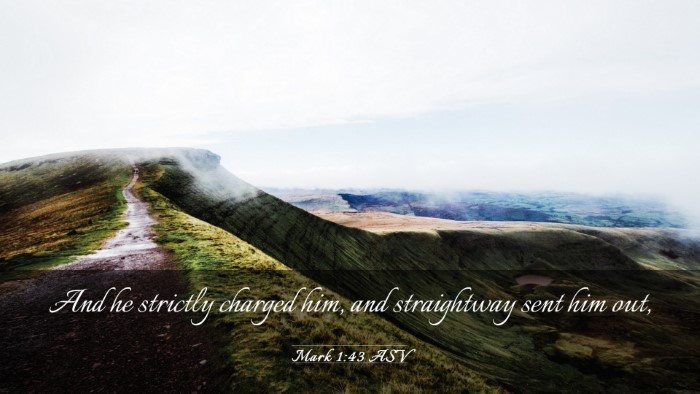 Picture 03 - Mark 1:43 ASV Desktop Wallpaper - And he strictly charged him, and straightway sent - Desktop Bible Verse Wallpaper