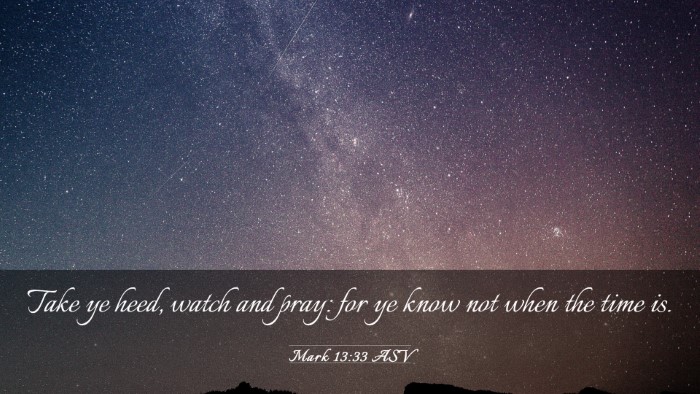 Picture 03 - Mark 13:33 ASV Desktop Wallpaper - Take ye heed, watch and pray: for ye know not - Desktop Bible Verse Wallpaper