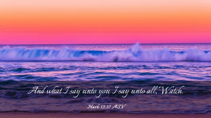Picture 03 - Mark 13:37 ASV Desktop Wallpaper - And what I say unto you I say unto all, - Desktop Bible Verse Wallpaper