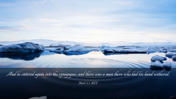 Picture 03 - Mark 3:1 ASV Desktop Wallpaper - And he entered again into the synagogue; and - Desktop Bible Verse Wallpaper