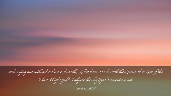Picture 03 - Mark 5:7 ASV Desktop Wallpaper - and crying out with a loud voice, he saith, What - Desktop Bible Verse Wallpaper