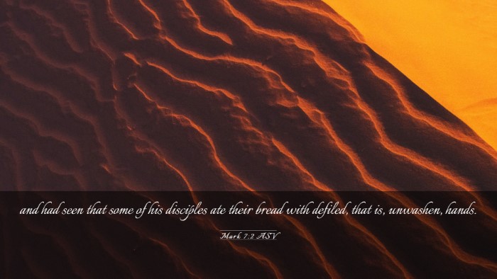 Picture 03 - Mark 7:2 ASV Desktop Wallpaper - and had seen that some of his disciples ate their - Desktop Bible Verse Wallpaper