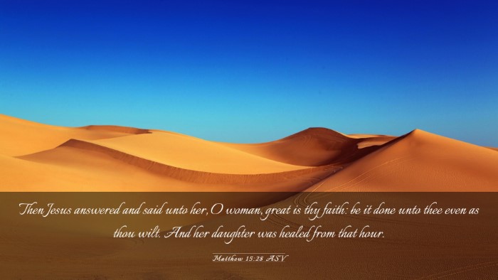 Picture 03 - Matthew 15:28 ASV Desktop Wallpaper - Then Jesus answered and said unto her, O woman, - Desktop Bible Verse Wallpaper
