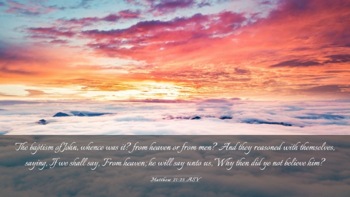 Picture 03 - Matthew 21:25 ASV Desktop Wallpaper - The baptism of John, whence was it? from heaven - Desktop Bible Verse Wallpaper