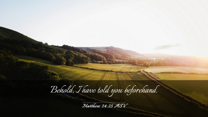 Picture 03 - Matthew 24:25 ASV Desktop Wallpaper - Behold, I have told you - Desktop Bible Verse Wallpaper