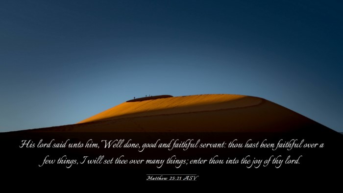 Picture 03 - Matthew 25:21 ASV Desktop Wallpaper - His lord said unto him, Well done, good and - Desktop Bible Verse Wallpaper