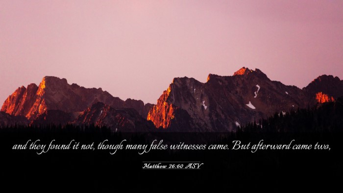 Picture 03 - Matthew 26:60 ASV Desktop Wallpaper - and they found it not, though many false - Desktop Bible Verse Wallpaper