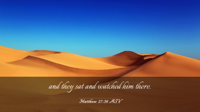 Picture 03 - Matthew 27:36 ASV Desktop Wallpaper - and they sat and watched him - Desktop Bible Verse Wallpaper