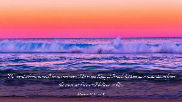 Picture 03 - Matthew 27:42 ASV Desktop Wallpaper - He saved others; himself he cannot save. He is - Desktop Bible Verse Wallpaper