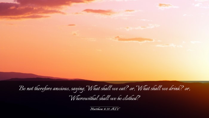 Picture 03 - Matthew 6:31 ASV Desktop Wallpaper - Be not therefore anxious, saying, What shall we - Desktop Bible Verse Wallpaper