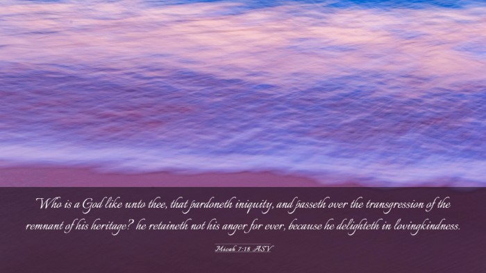 Picture 03 - Micah 7:18 ASV Desktop Wallpaper - Who is a God like unto thee, that pardoneth - Desktop Bible Verse Wallpaper